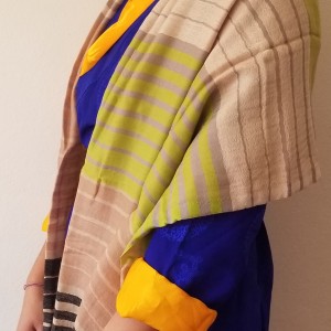 MULTICOURED STRIPED CASHMERE SHAWL